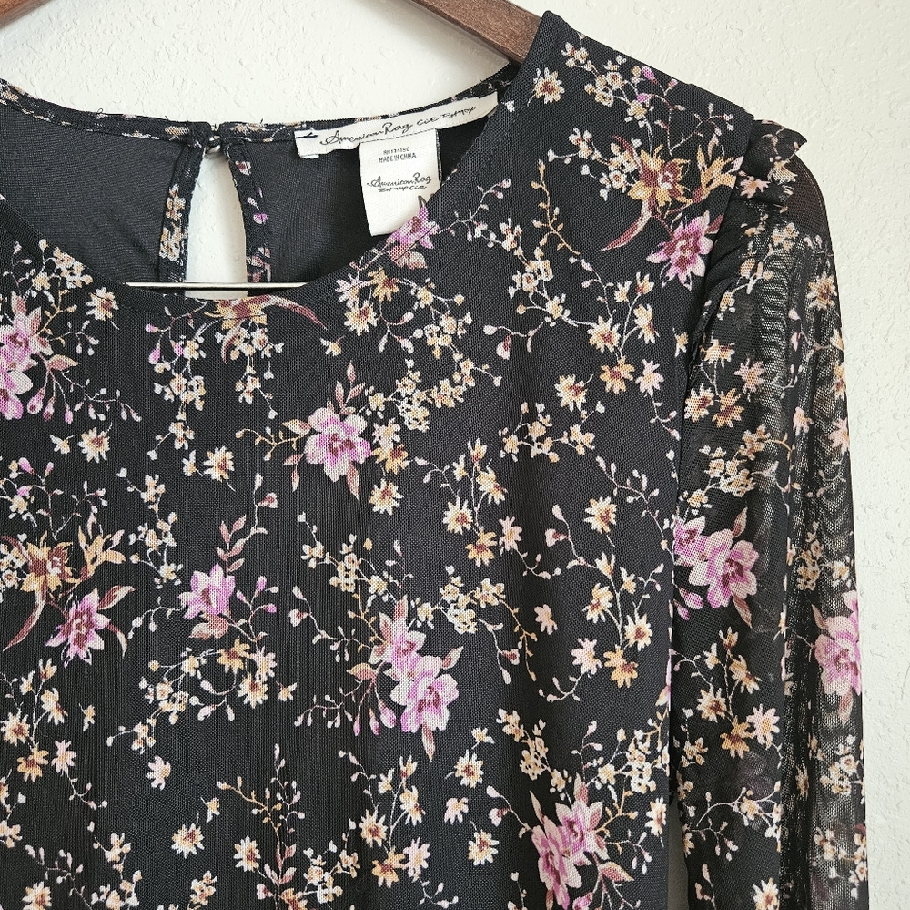 American Rag NWT Floral Long Bell Sleeve Blouse Sz M - Picture 2 of 9